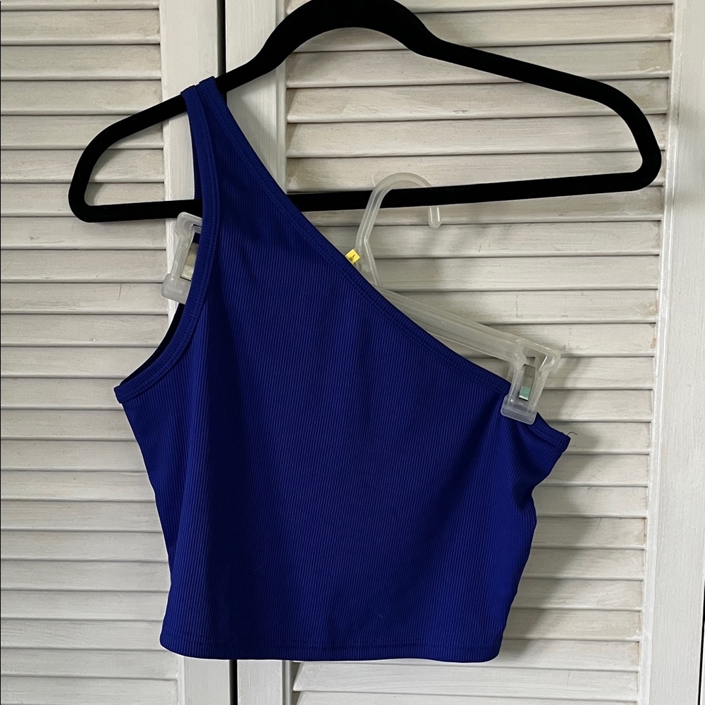 SHEIN One-Shoulder Ribbed Crop Top - Blue